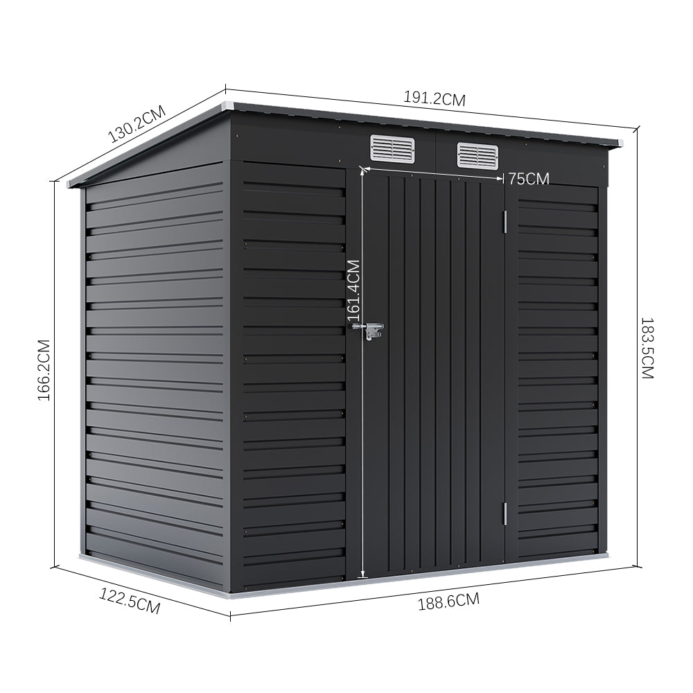 6 x 4 ft Metal Storage Shed Pent Roof & Lockable Door
