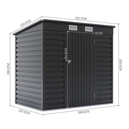 Charcoal Black/Grey 193CM Wide Metal Garden Storage Shed with Lockable Door