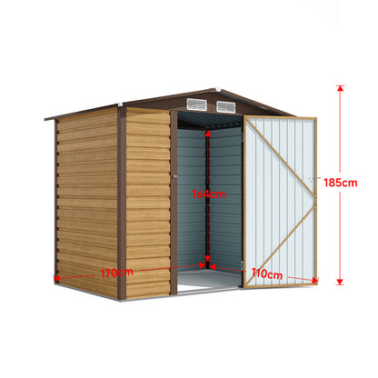 Outdoor Galvanized Steel Tawny Storage Shed