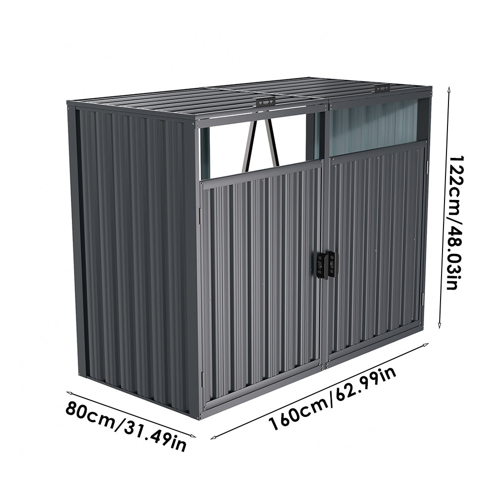 Outdoor Metal Garbage Can Storage Shed