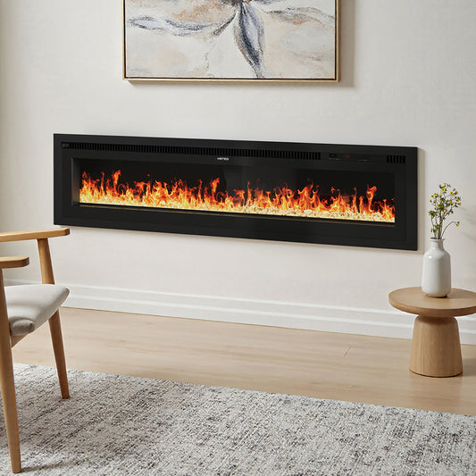 60 Inch Electrical Fireplace with 12 Vibrant Flame Colours, Adjustable Heating Mode