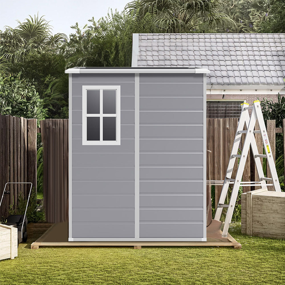 5 x 4 ft Plastic Garden Storage Shed with Pent Roof & Side Door