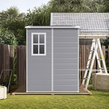 5 x 4 ft Plastic Garden Storage Shed with Pent Roof & Side Door