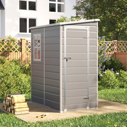 5 x 4 ft Plastic Garden Storage Shed with Pent Roof & Side Door