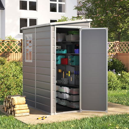 5 x 4 ft Plastic Garden Storage Shed with Pent Roof & Side Door