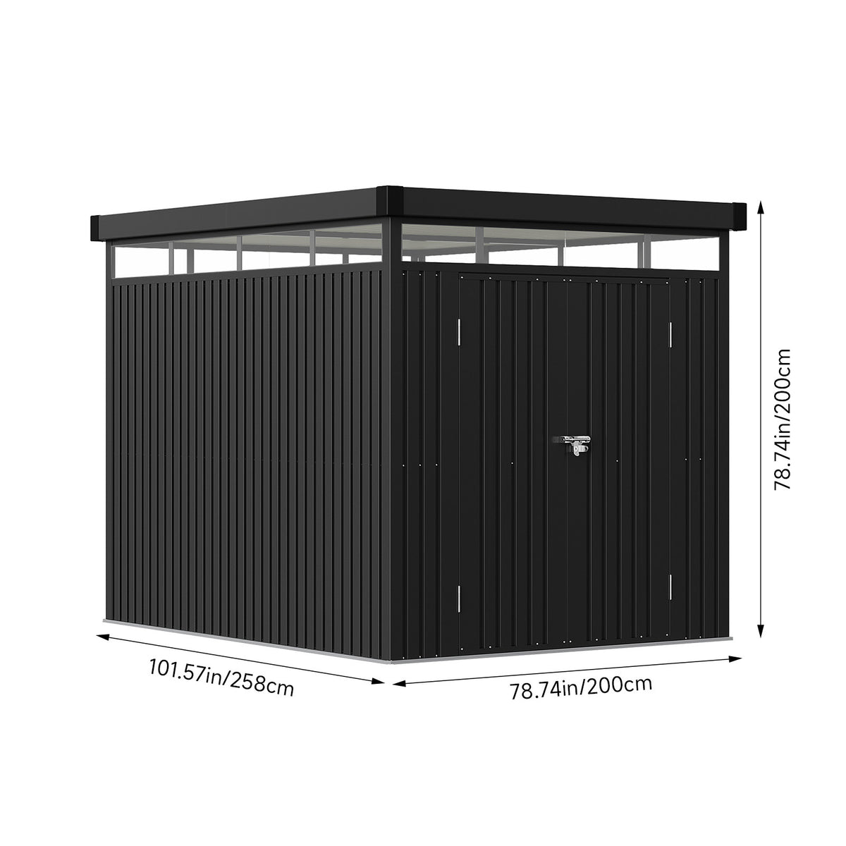 6.5 x 8.5 ft Metal Garden Storage Shed with Flat Roof & Double Doors
