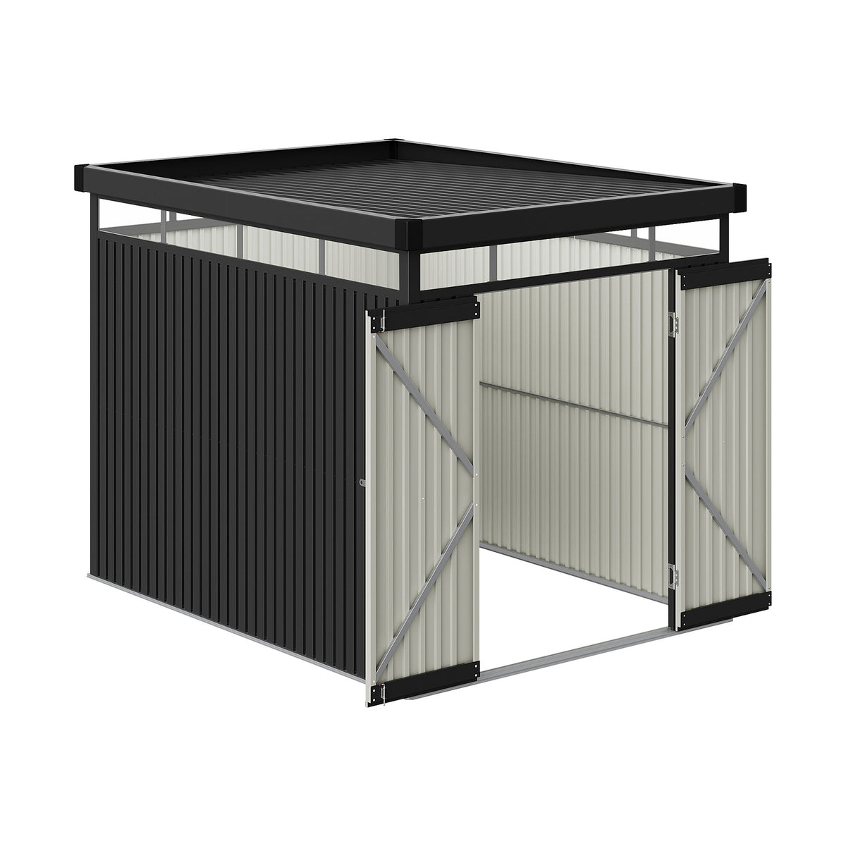 6.5 x 8.5 ft Metal Garden Storage Shed with Flat Roof & Double Doors