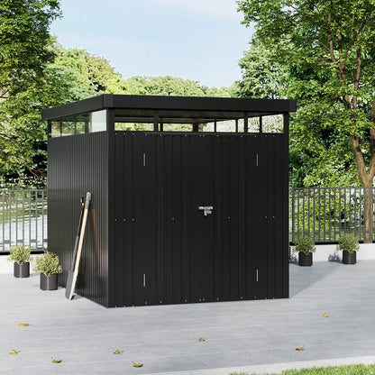 6.5 x 8.5 ft Metal Garden Storage Shed with Flat Roof & Double Doors