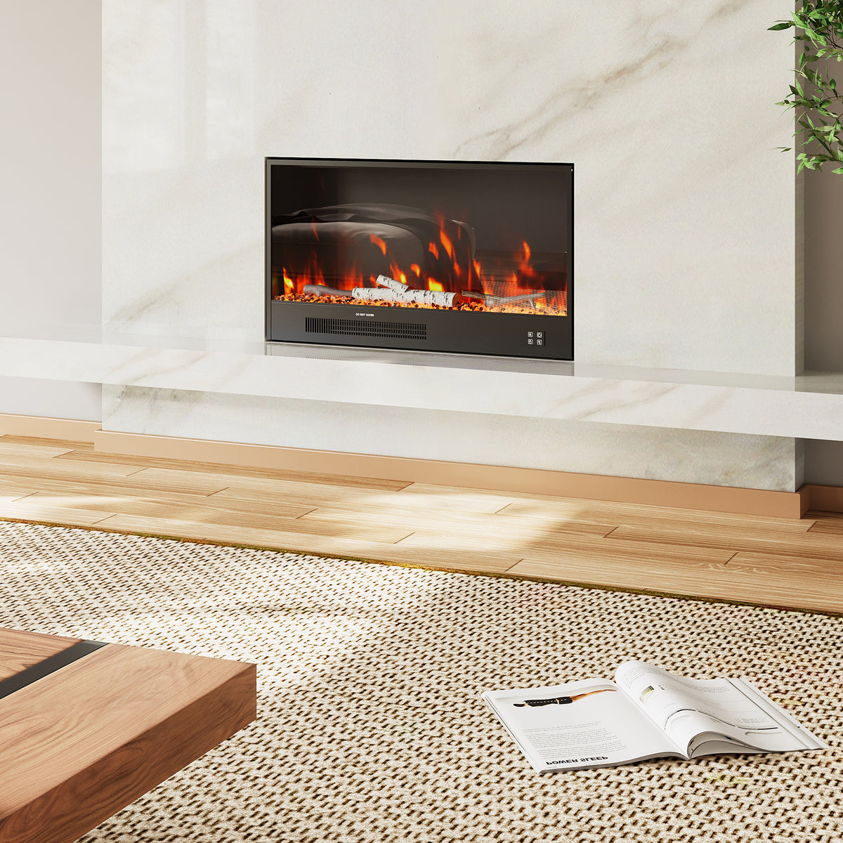 Recessed Electric Fireplace with Remote Control