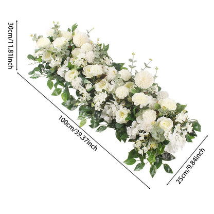 White Rose Floral Row for Wedding Aisle Decor