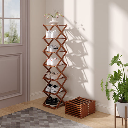 6-Tier Bamboo Folding Shoe Rack