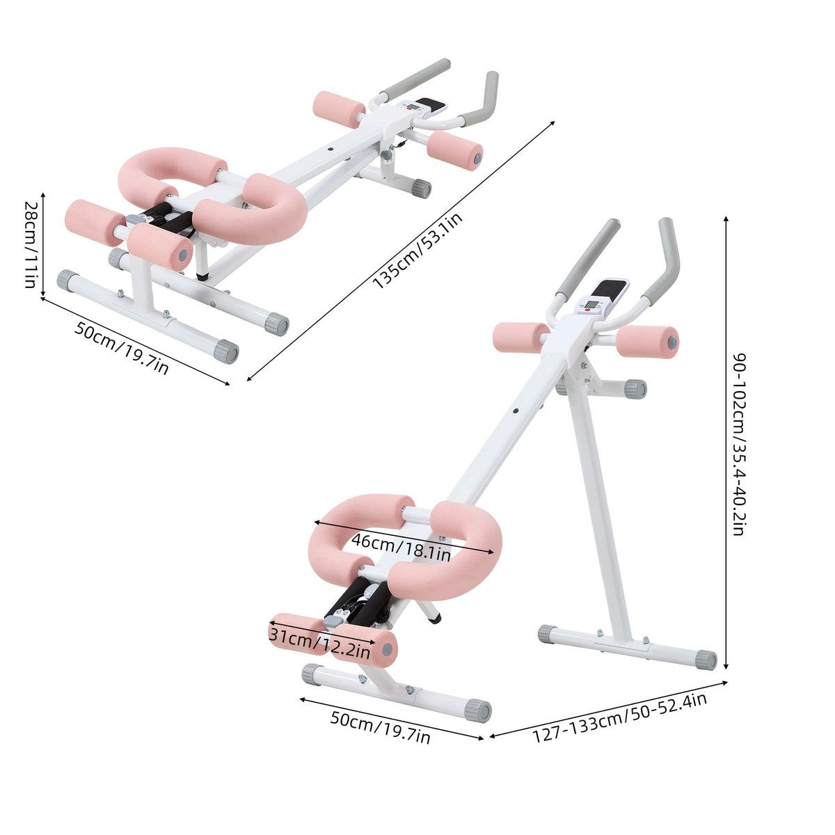 Foldable and Adjustable Ab Workout Machine with LED Display