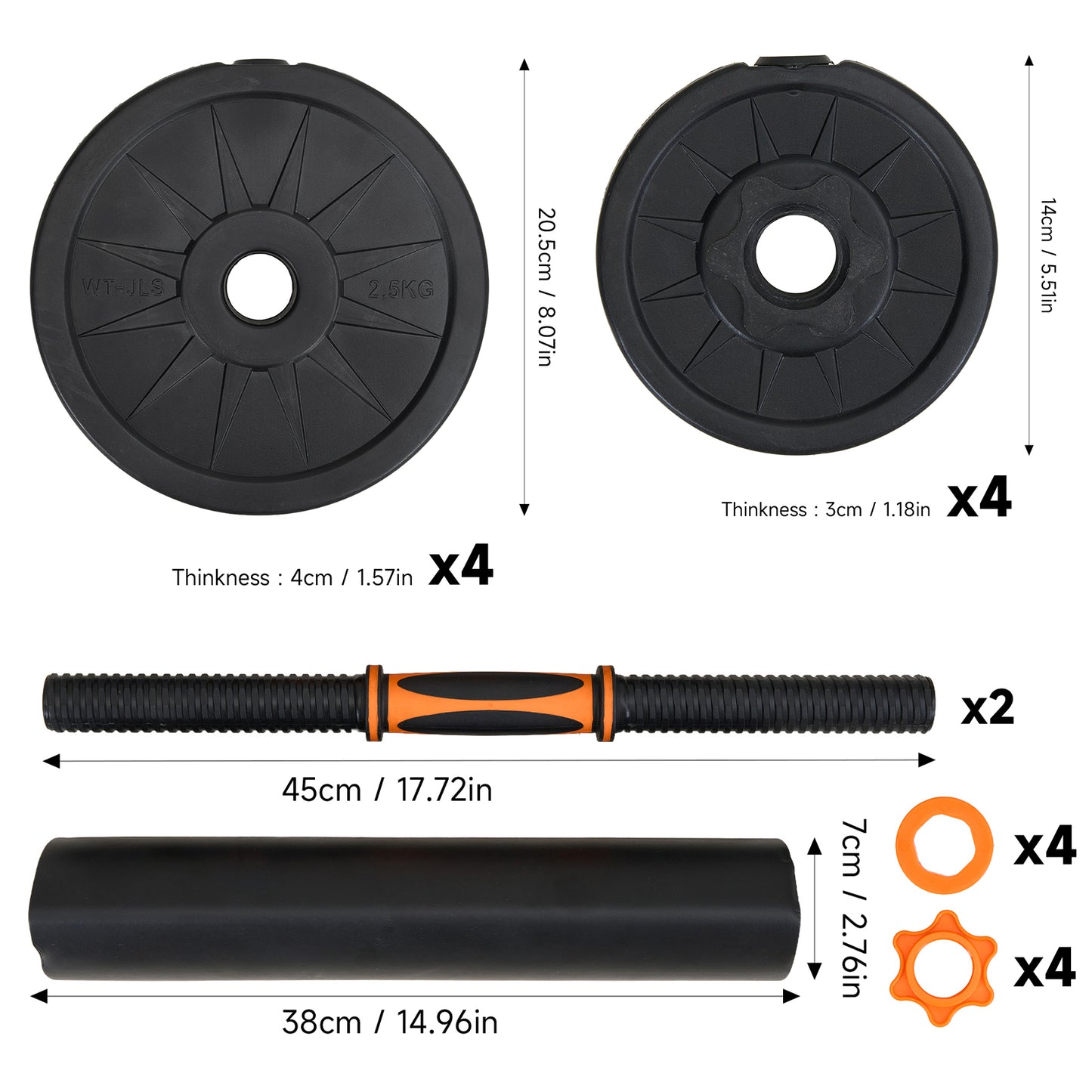 Adjustable 4-in-1/-in-1 Dumbbell/Barbell Set