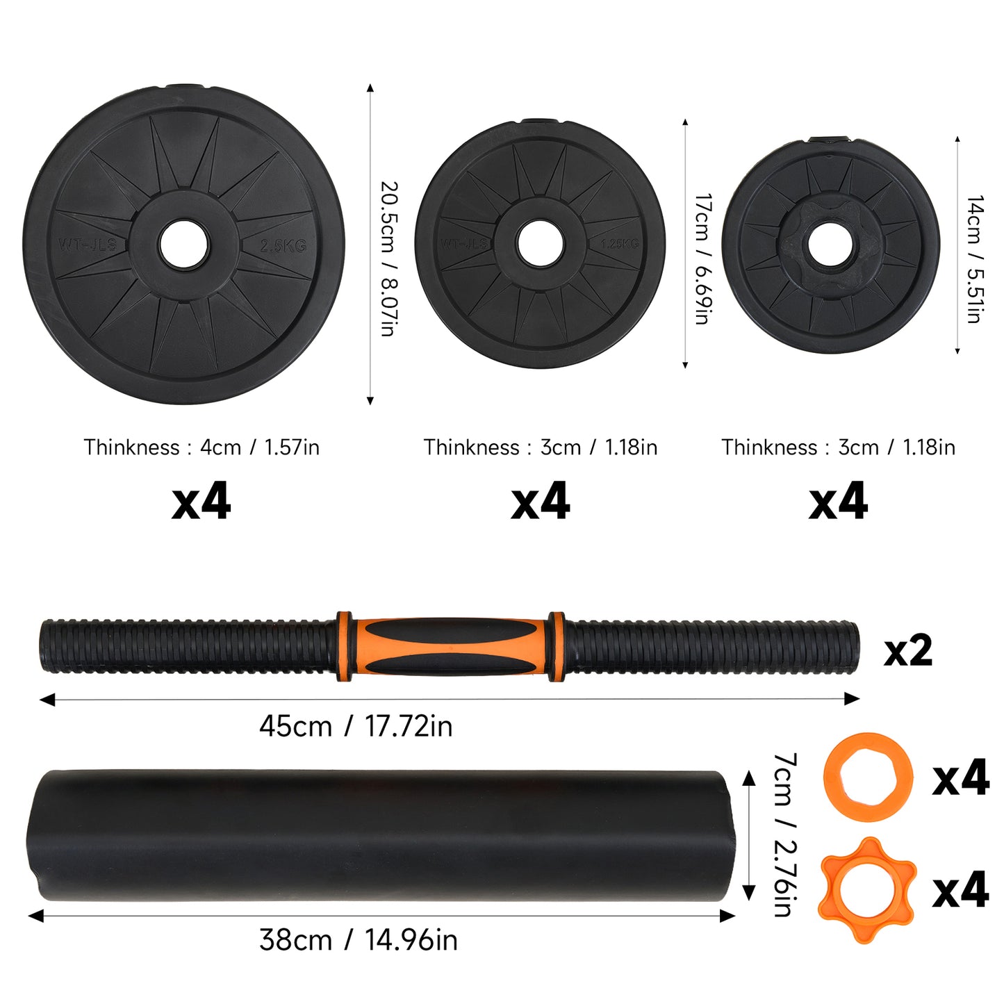 Adjustable 4-in-1/-in-1 Dumbbell/Barbell Set