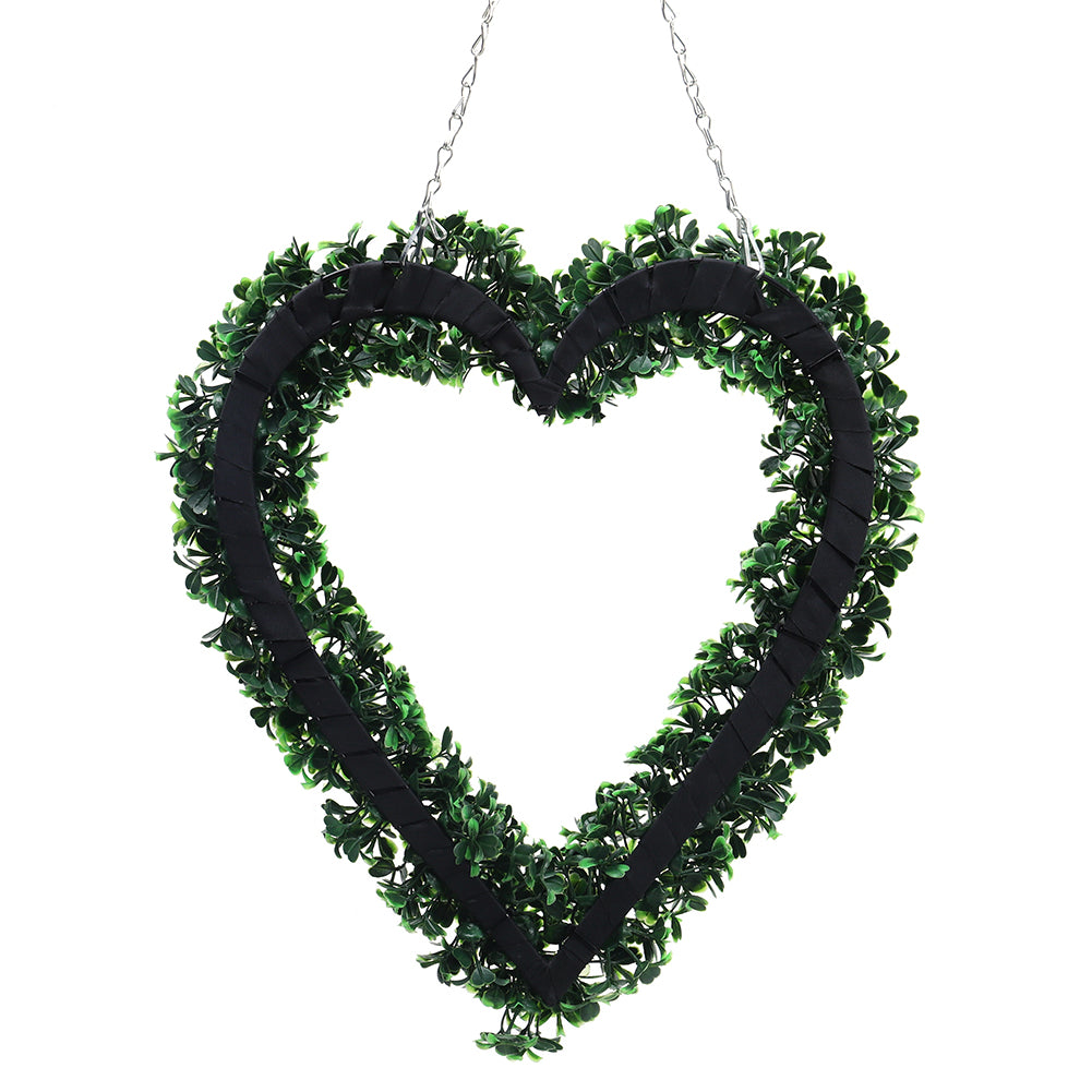 Artificial Boxwood Green Leaves Heart Wreath