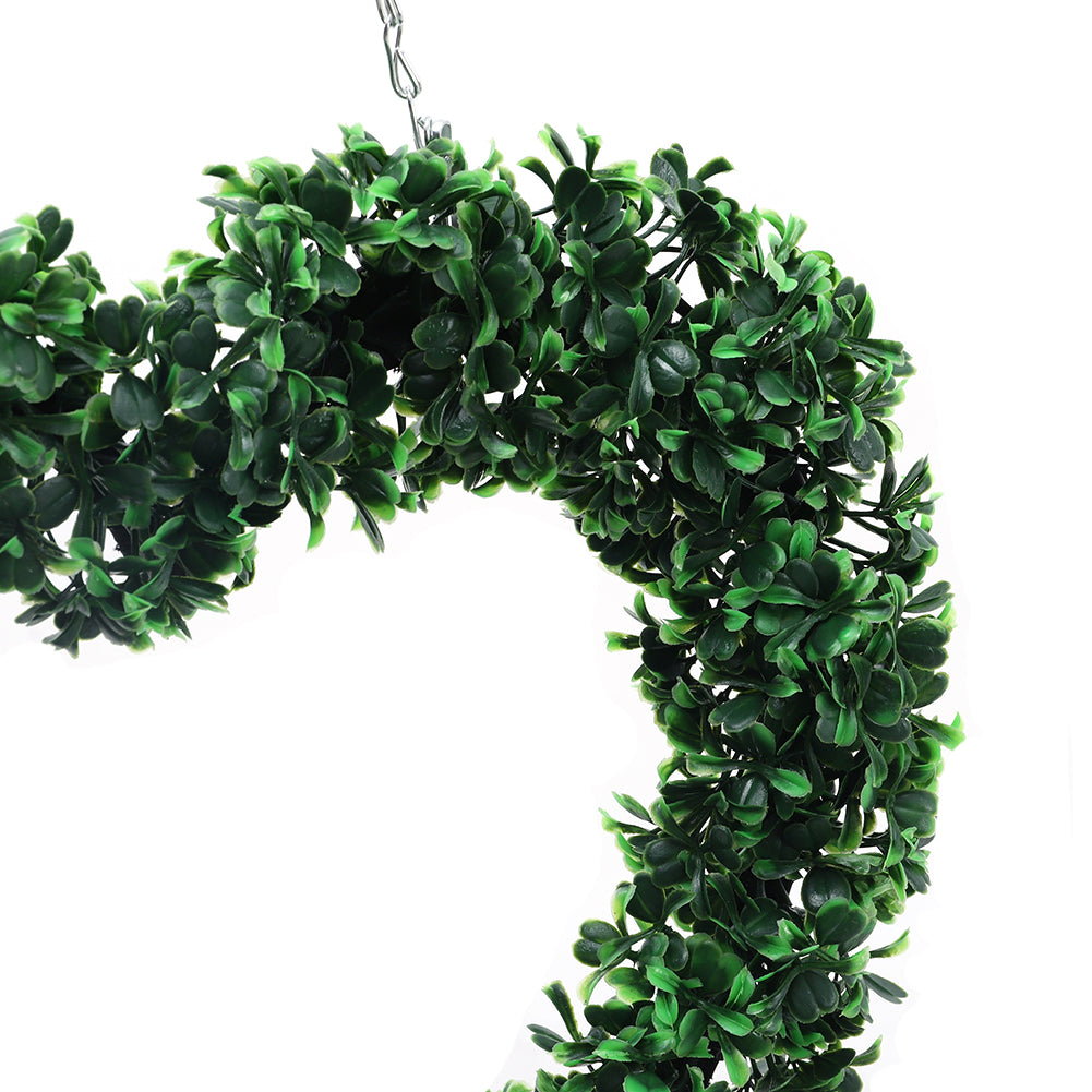 Artificial Boxwood Green Leaves Heart Wreath