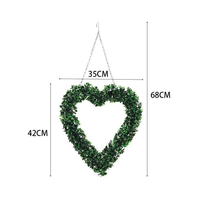 Artificial Boxwood Green Leaves Heart Wreath