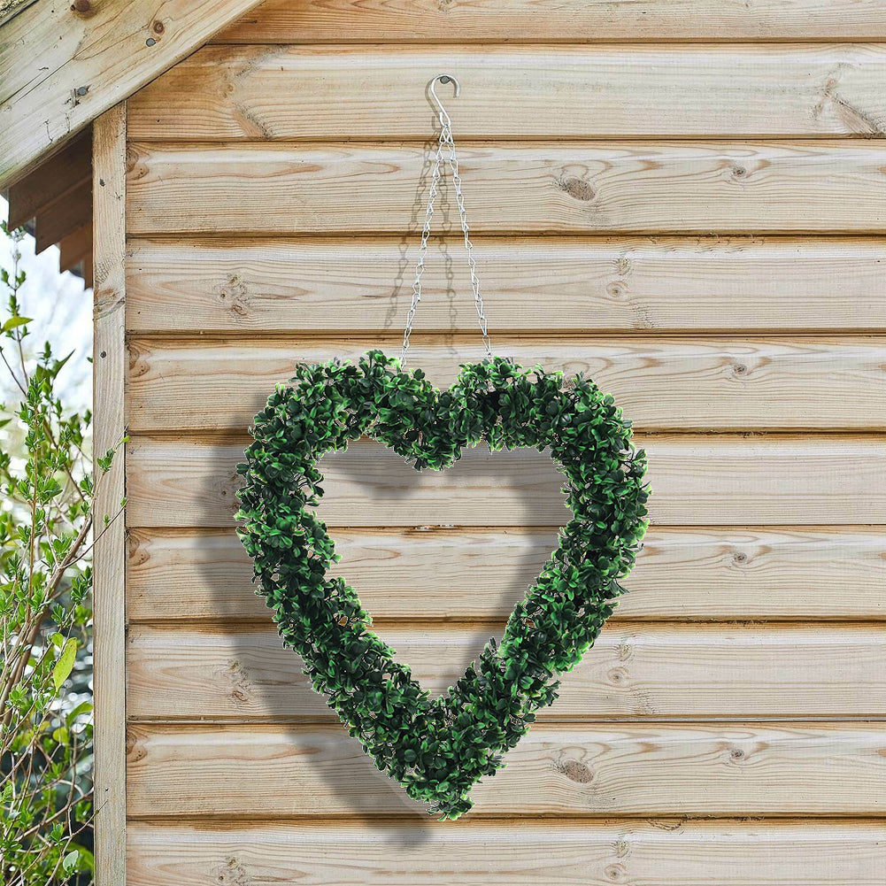 Artificial Boxwood Leaves Heart Wreath