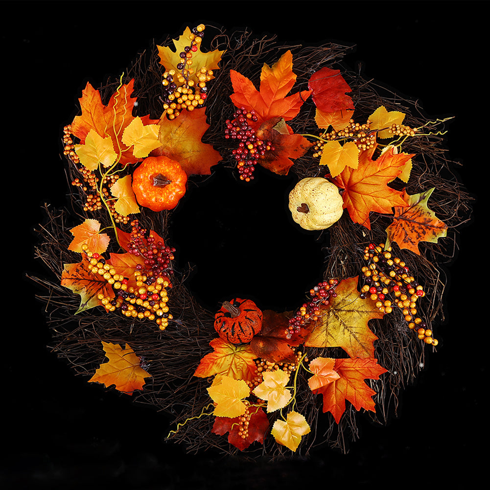 Realistic LED Fall Wreath with Artificial Maple Leaves