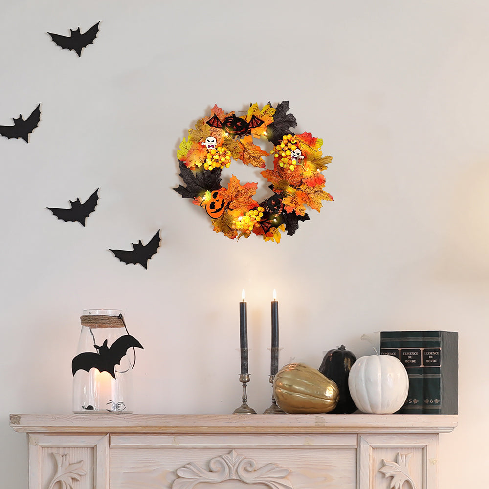 Realistic Halloween Decoration Wreath with LED Lights