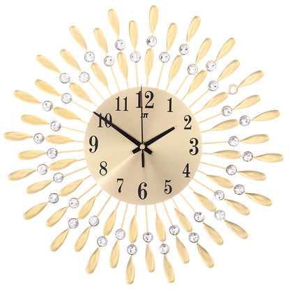 3D Silent Drop-Shape Metal Wall Clock with Crystal