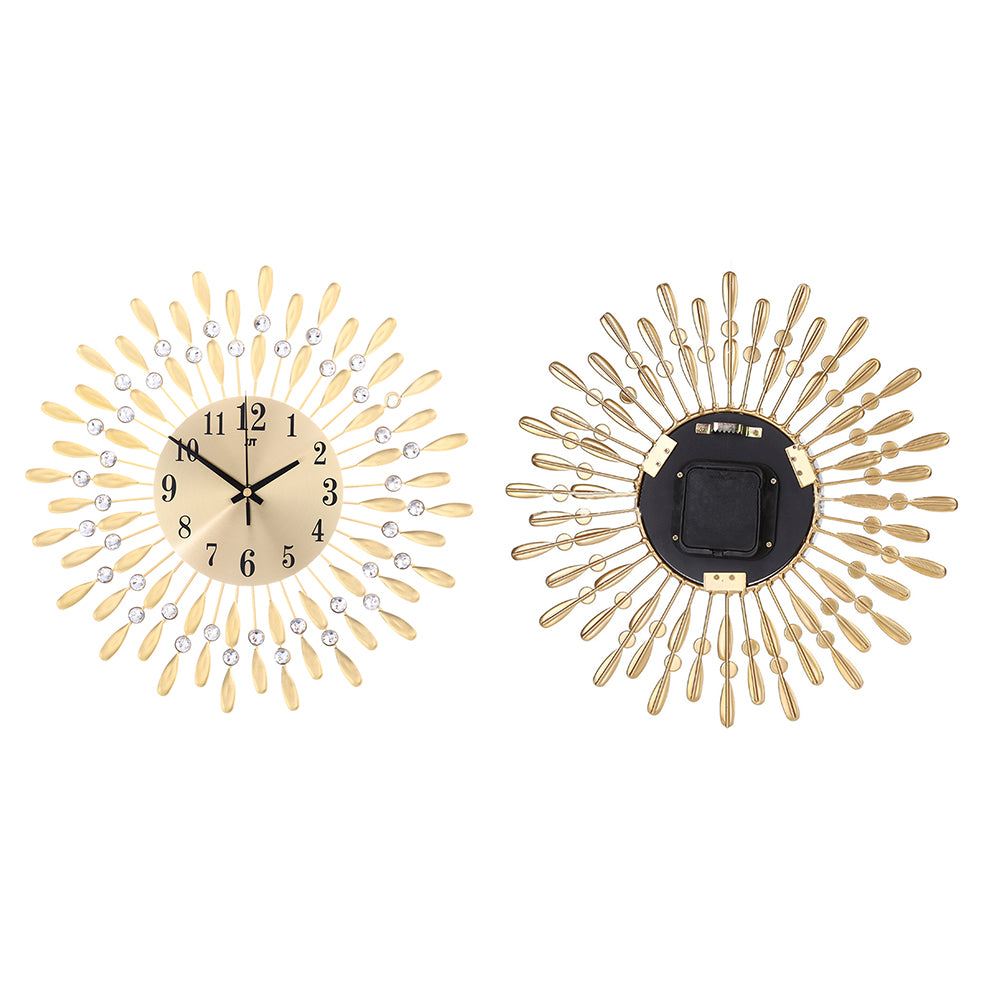 3D Silent Drop-Shape Metal Wall Clock with Crystal