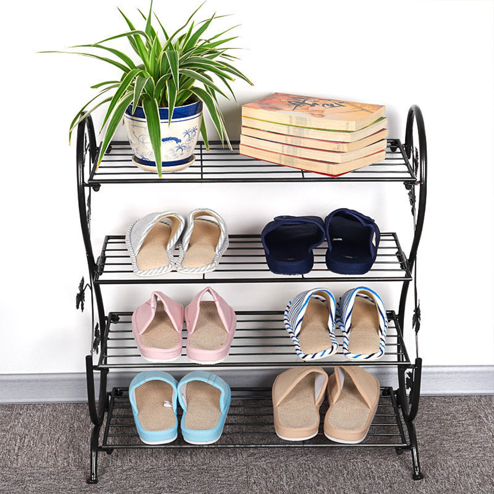 Metal 4 Tier S Shape Shoe Rack