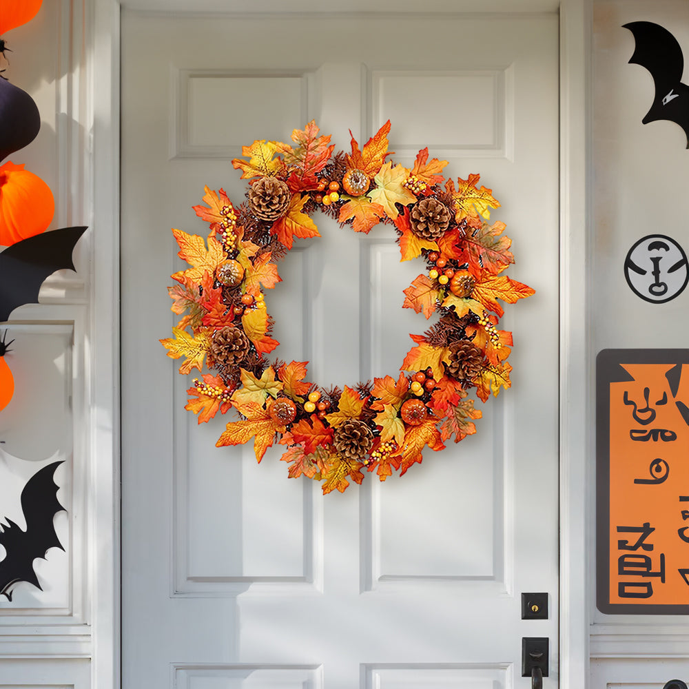 Artificial Maple Leaf Wreath Outdoor Decoration for Halloween