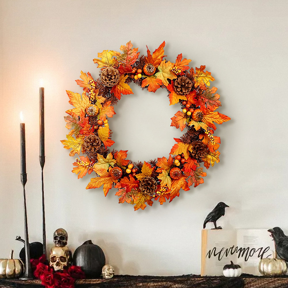 Artificial Maple Leaf Wreath Outdoor Decoration for Halloween