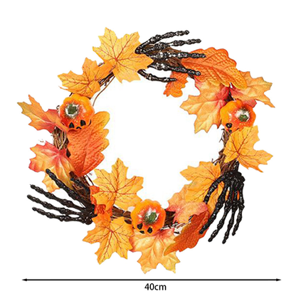 Halloween Wreath Hand Pumpkin Wreath for Front Door Decor