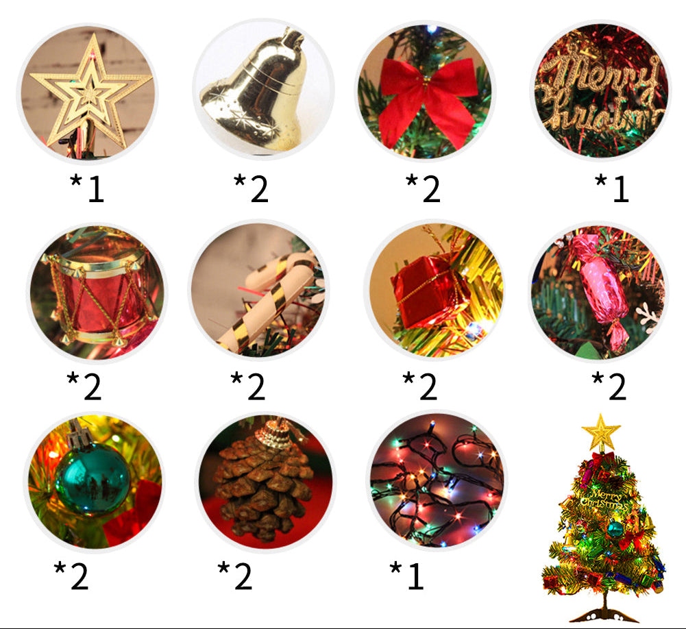 Artificial Mini Tabletop Christmas Tree with LED Lights