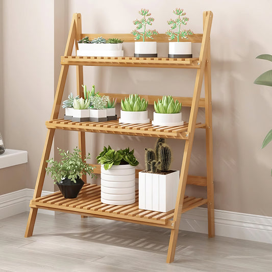 3-Tier Foldable Wooden Ladder Plant Stand