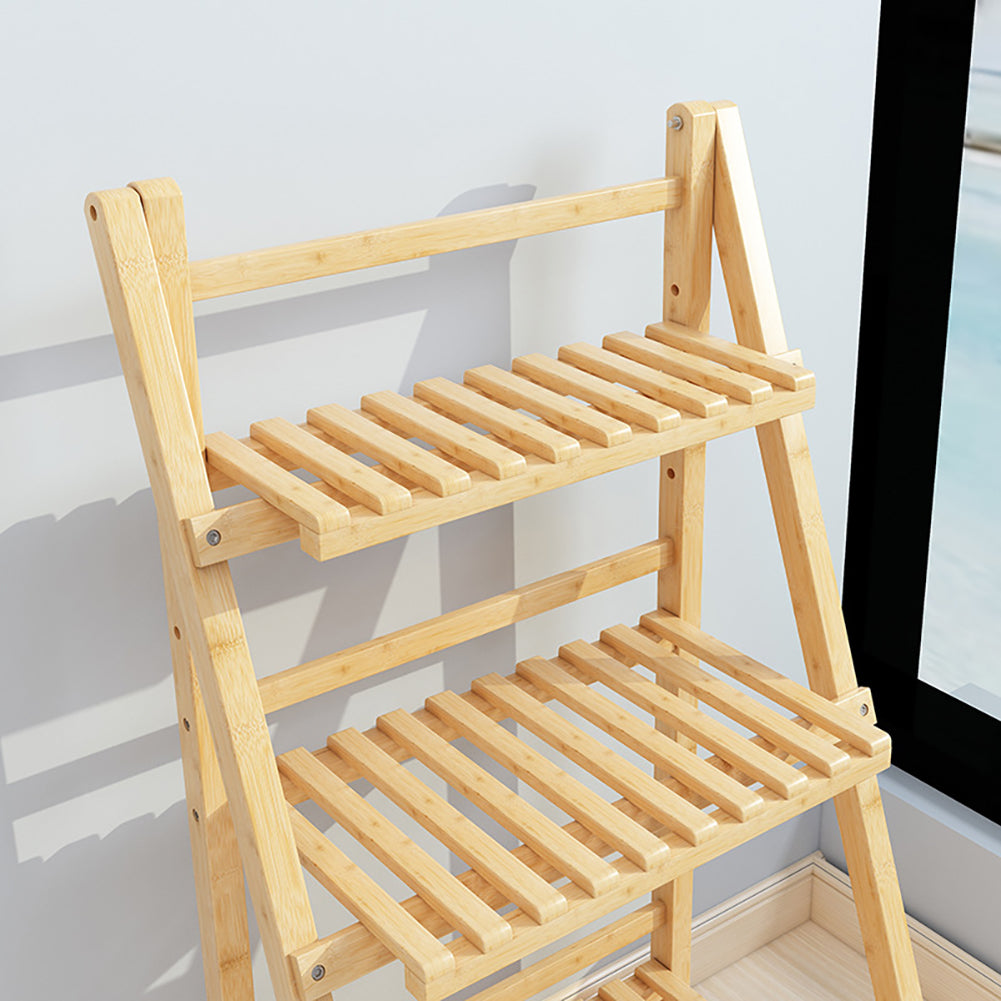 3-Tier Foldable Wooden Ladder Plant Stand