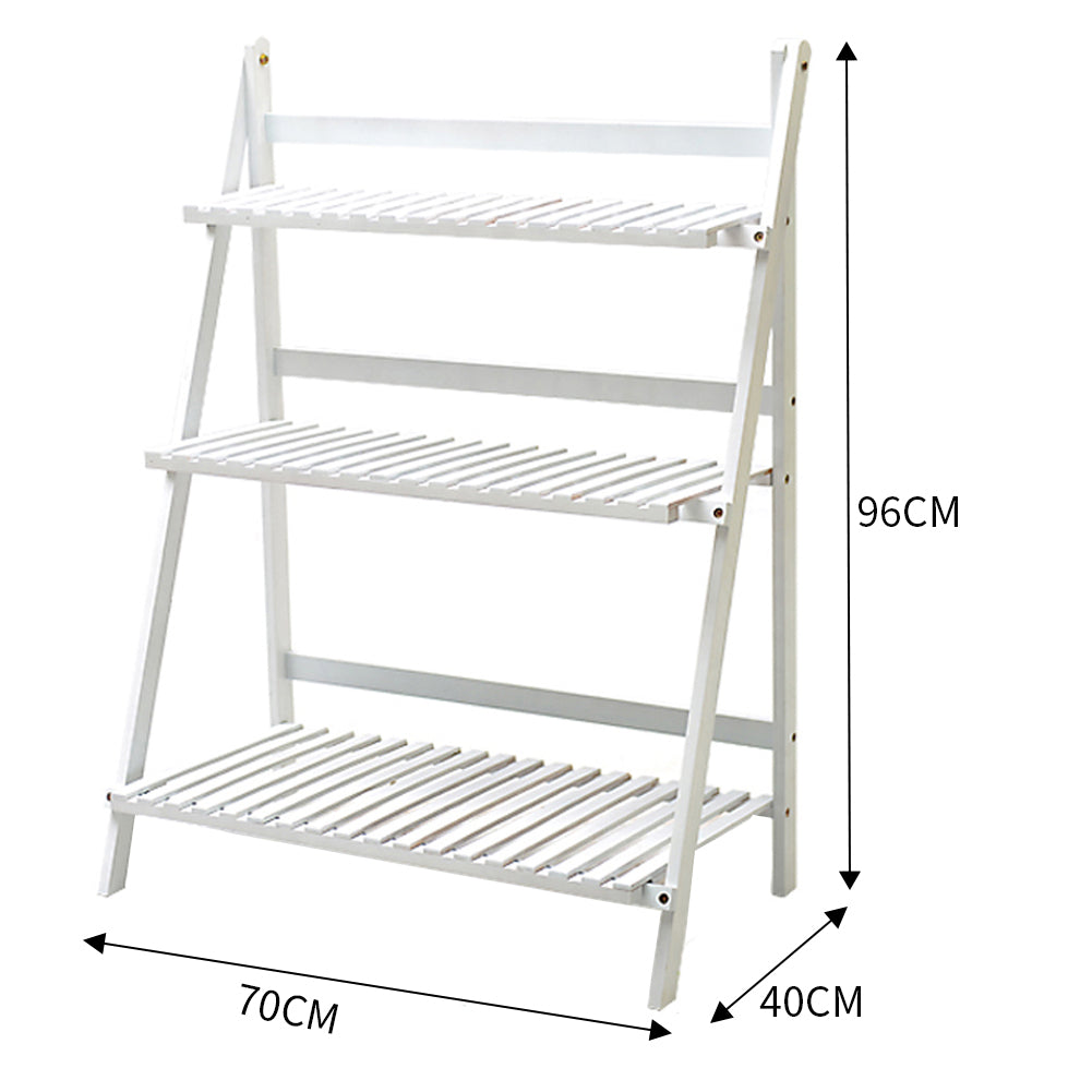 3-Tier Foldable Wooden Ladder Plant Stand