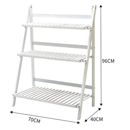 3-Tier Foldable Wooden Ladder Plant Stand