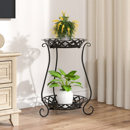 2 Tier Tall Vintage Metal Plant Stand