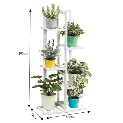 Rustic Wooden Multi-Tiered Potted Plant Stand