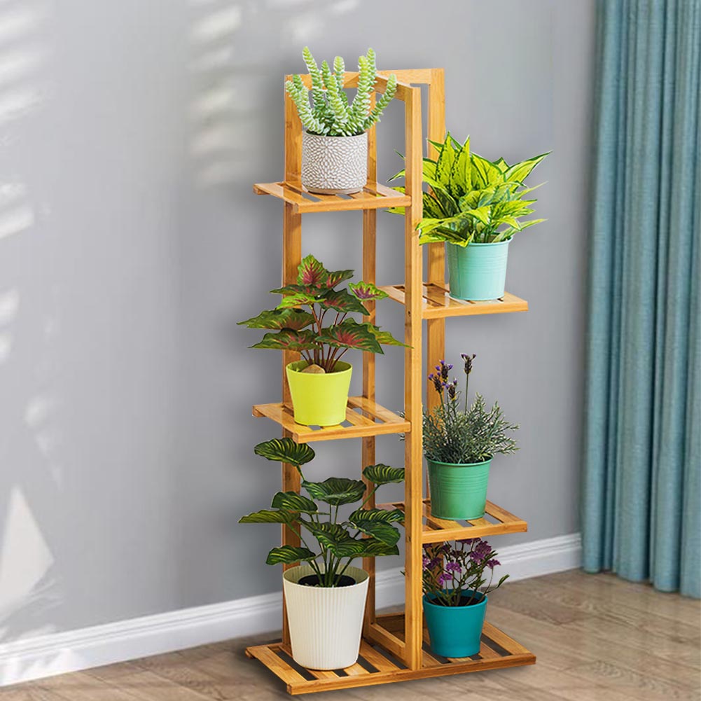 Rustic Wooden Multi-Tiered Potted Plant Stand