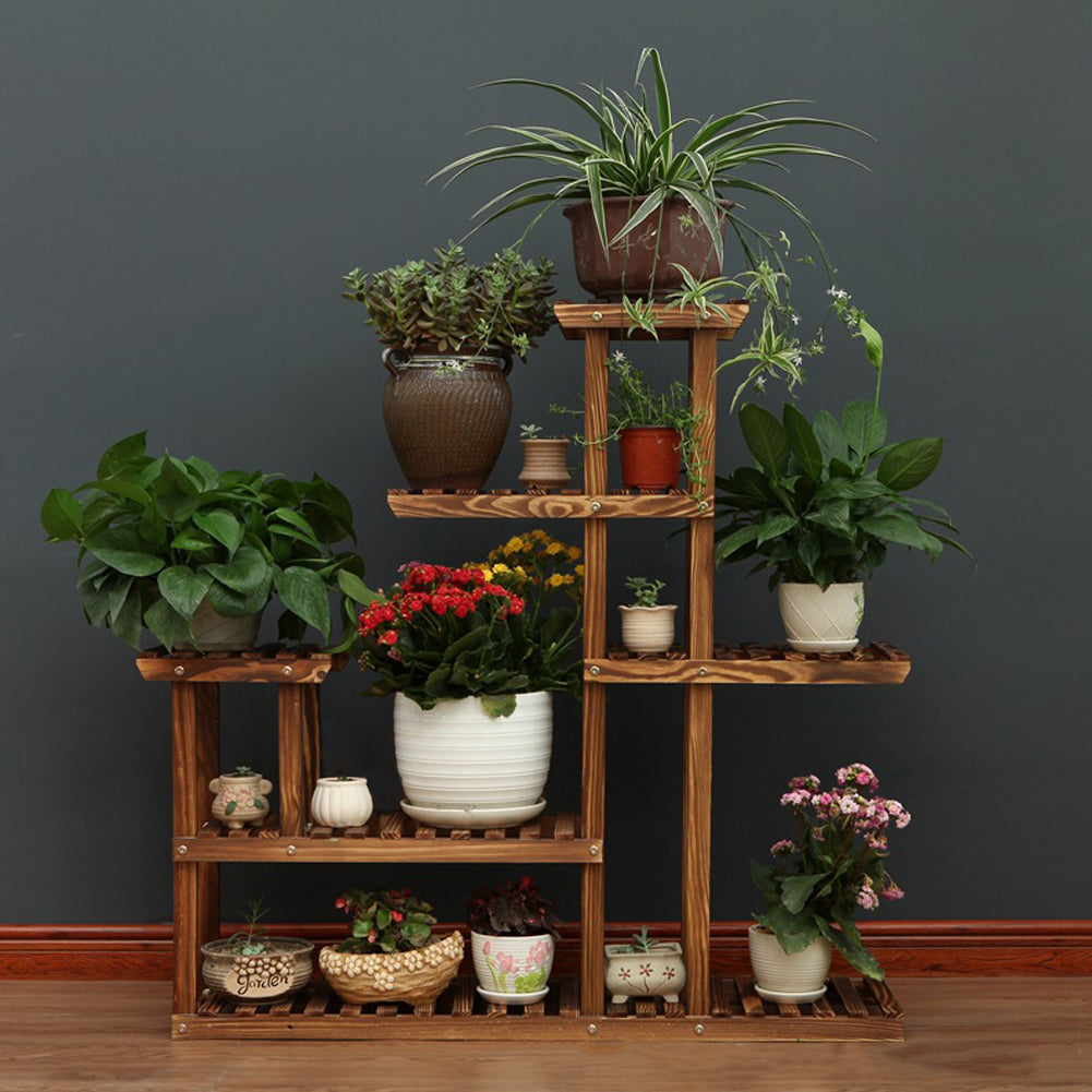Rustic Large Multi-Tiered Wooden Plant Stand