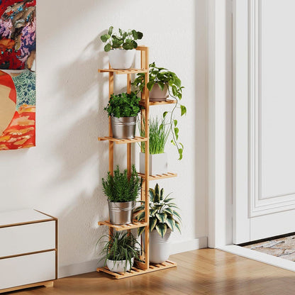 Rustic Wooden Multi-Tiered Potted Plant Stand