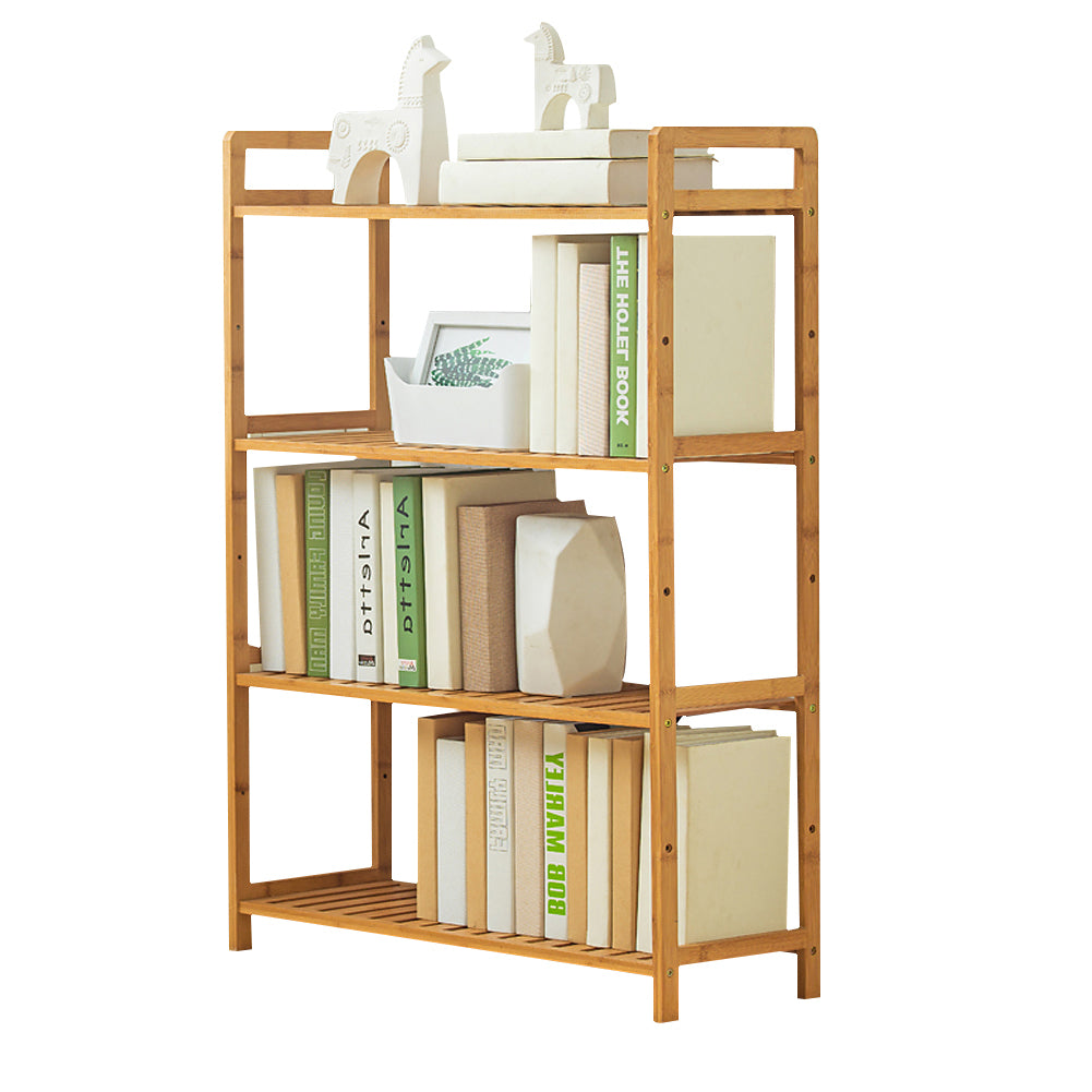 Tiered Bamboo Wood Book Storage Shelf