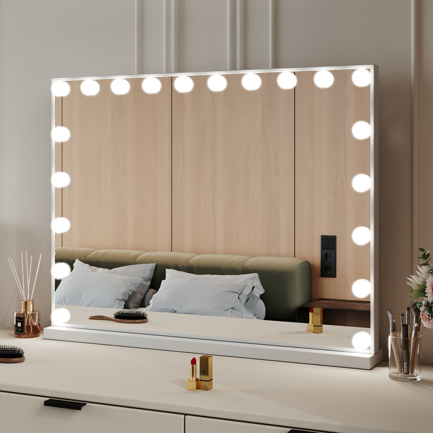 Hollywood Style Lighted Rectangular Makeup Mirror