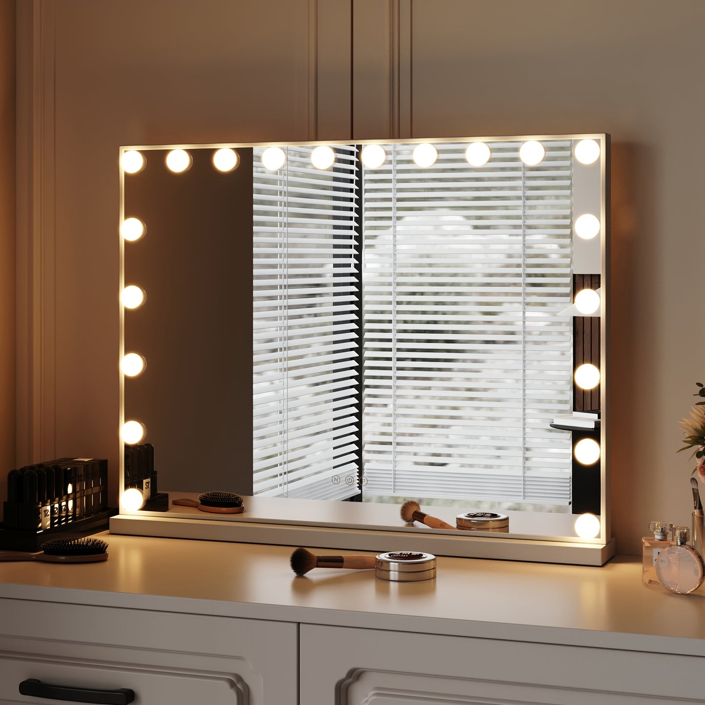 Hollywood Style Lighted Rectangular Makeup Mirror