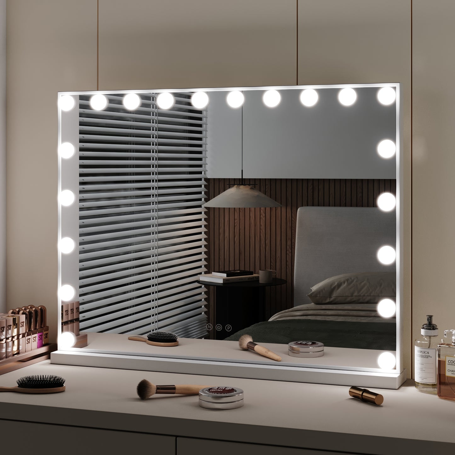 Hollywood Style Lighted Rectangular Makeup Mirror