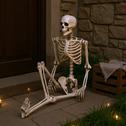 Realistic Full Body Halloween Skeleton Prop with Posable Joints