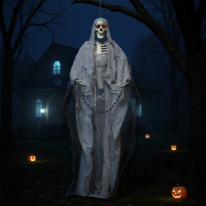 Halloween Hanging Skeleton Ghost with Motion Sensor