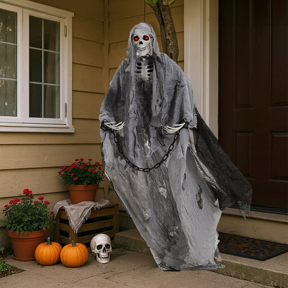 Halloween Hanging Skeleton Ghost with Motion Sensor