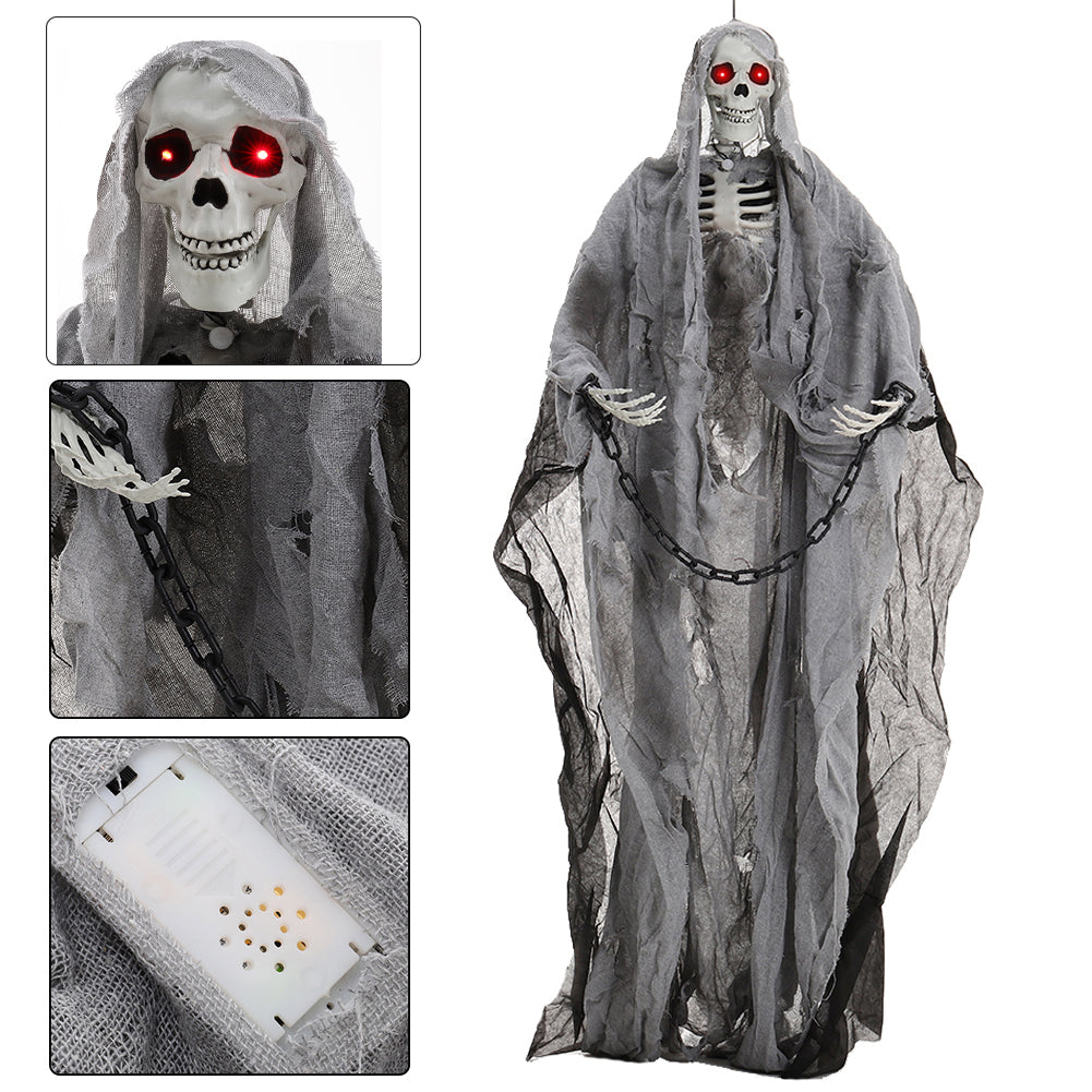 Halloween Hanging Skeleton Ghost with Motion Sensor