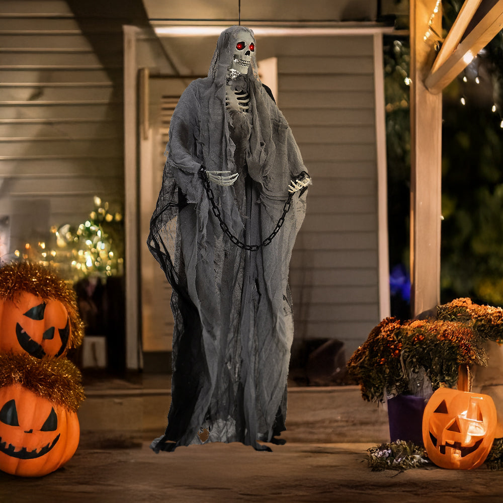 Halloween Hanging Skeleton Ghost with Motion Sensor