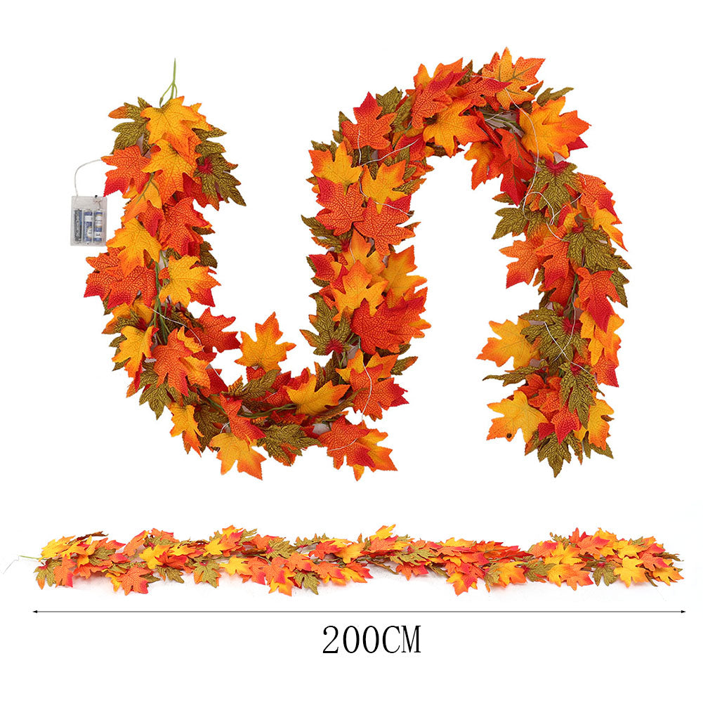 2m Maple Leaf Garland with Lights